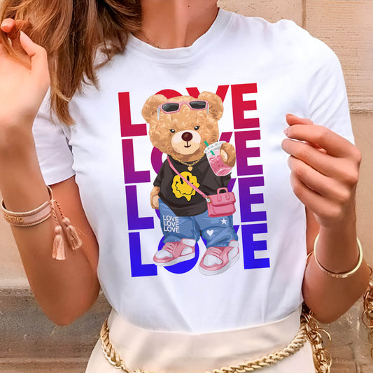 Tricou Dama Alb Cool bear love