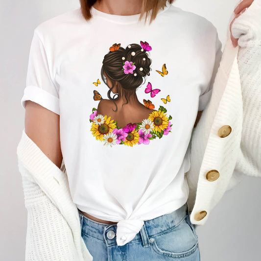 Tricou Dama Alb Girl with Butterfly