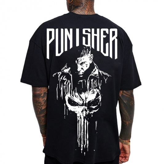 Tricou Negru Oversize Punisher