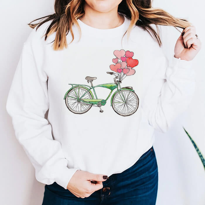 White Bicycle Heart Graphic T-Shirt