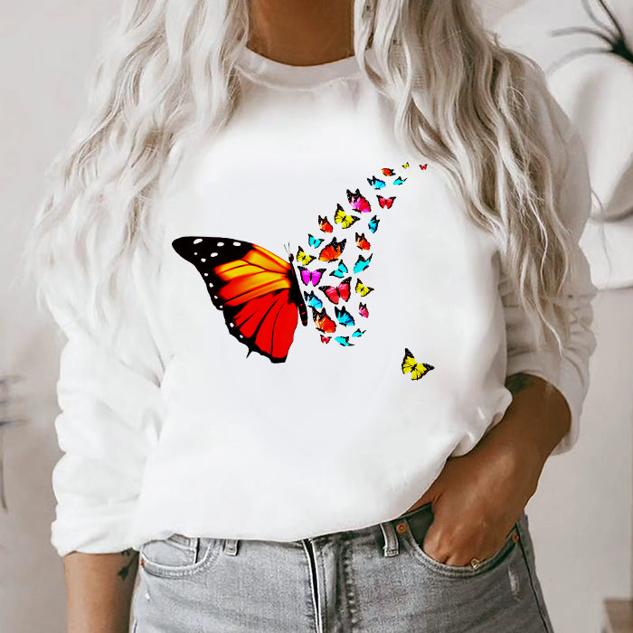 Tricou alb cu fluture imprimat