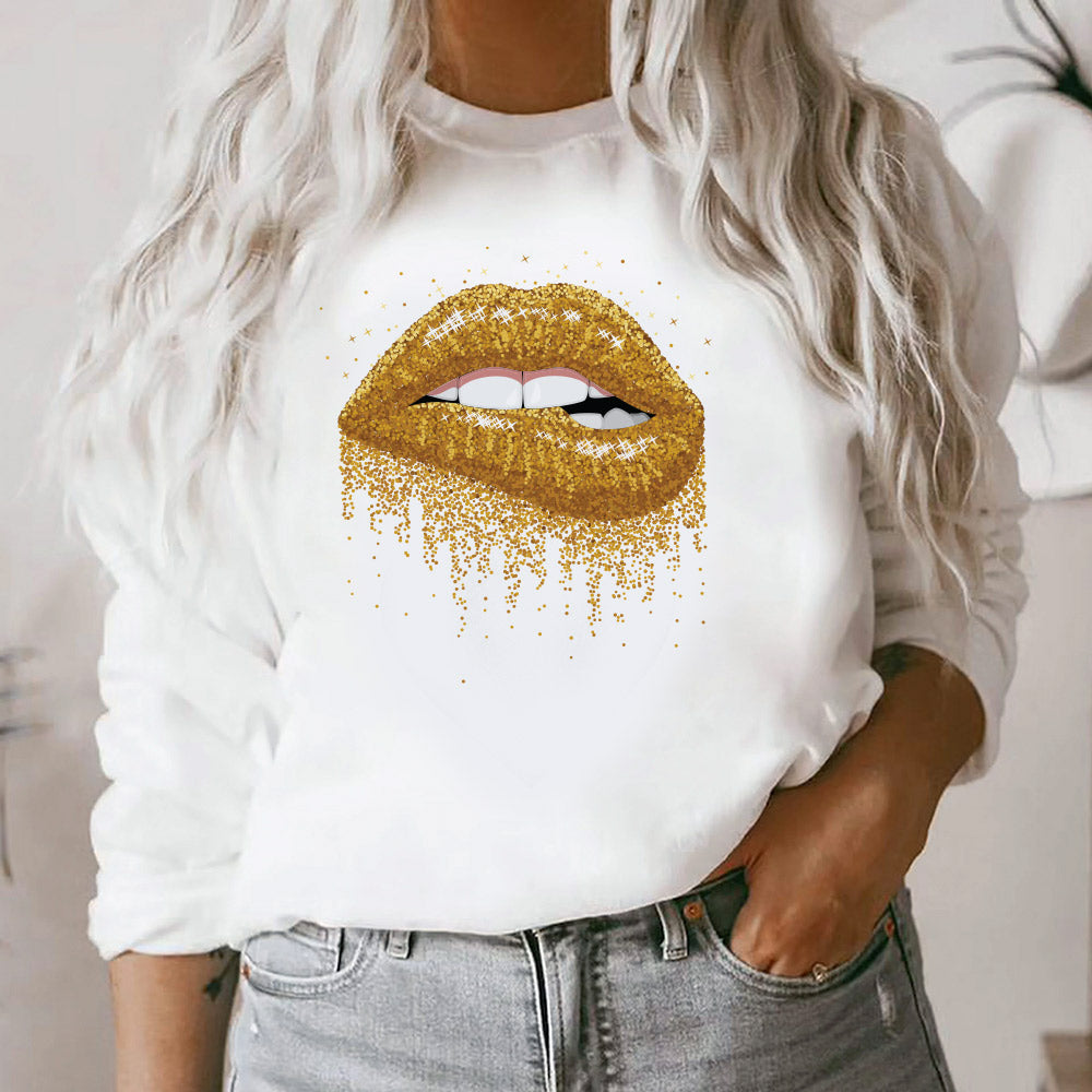 Tricou Sparkling Gold Lip Print