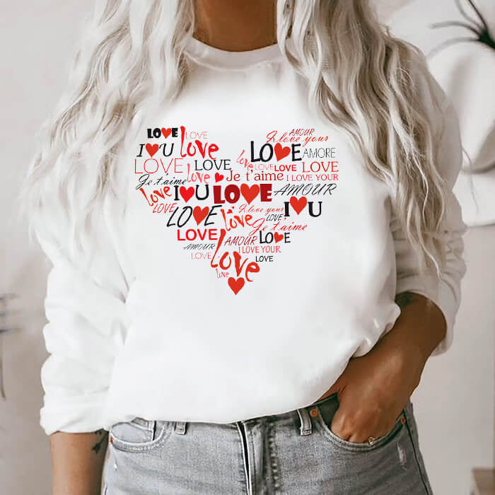 Love Heart Graphic White T-Shirt