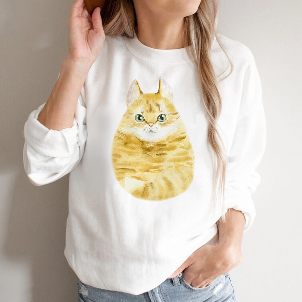 Tricou Yellow Tabby Watercolor Cat