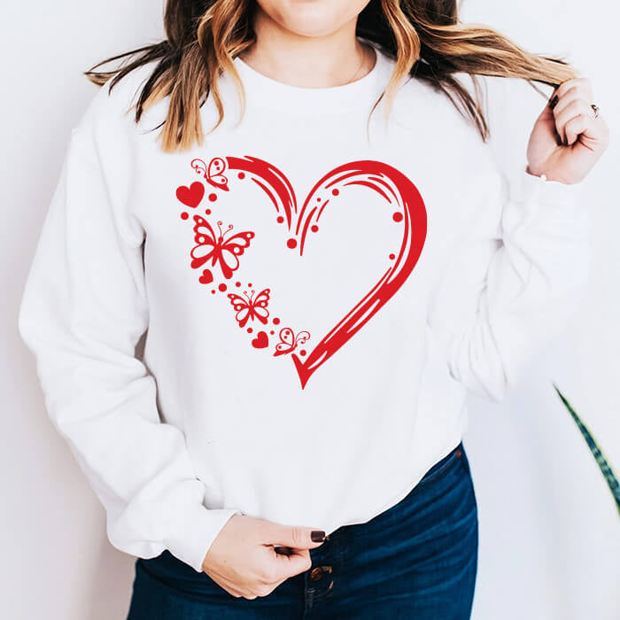 Red Heart & Butterfly Crewneck Sweatshirt