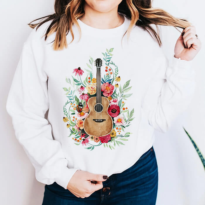 Tricou cu chitara florala
