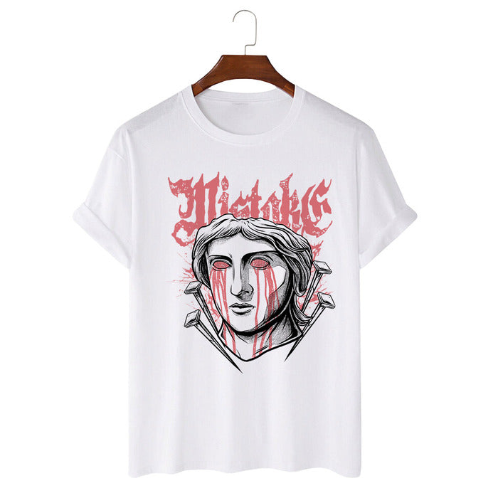 Tricou alb impresionant cu imprimeu grafic