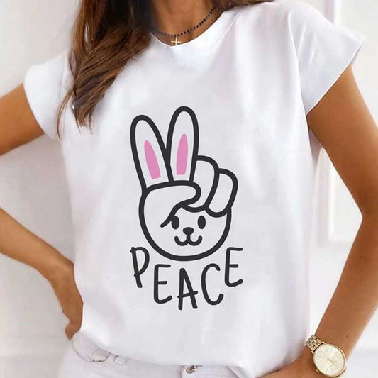 Tricou Dama Alb Rabbit Peace