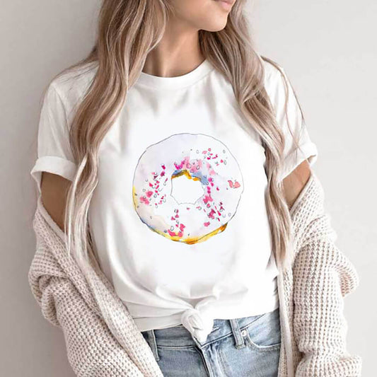 Tricou Dama Alb Cream Donut