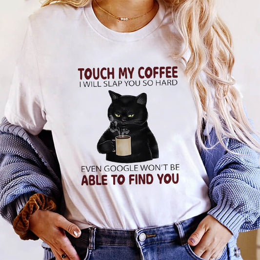 Tricou Dama Alb Touch My Coffee
