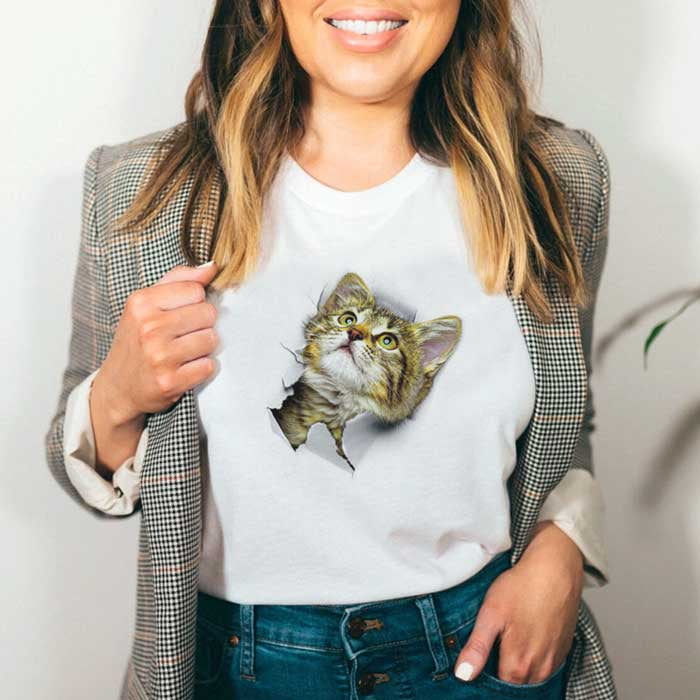 Adorable Cat Graphic T-Shirt