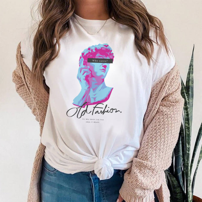 Imprimare grafică șic „Modă veche” Cui îi pasă? Tricou