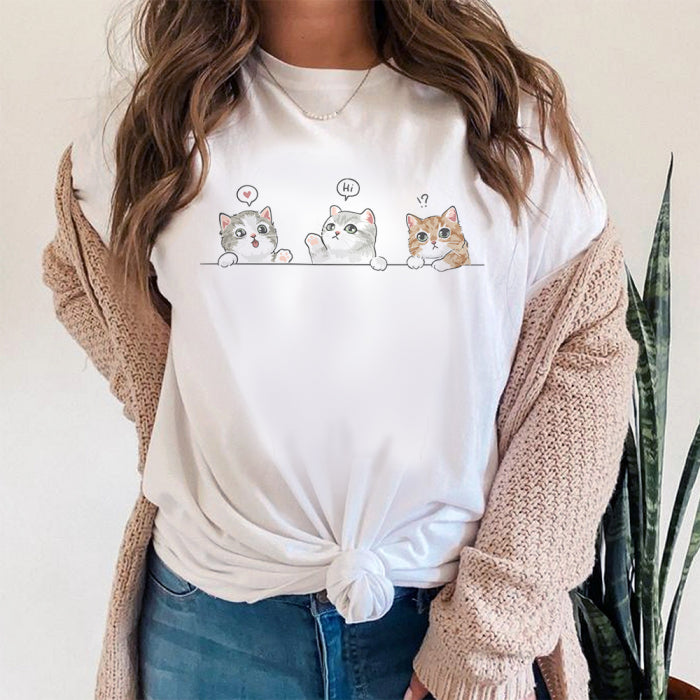 Tricou cu pisici curioase