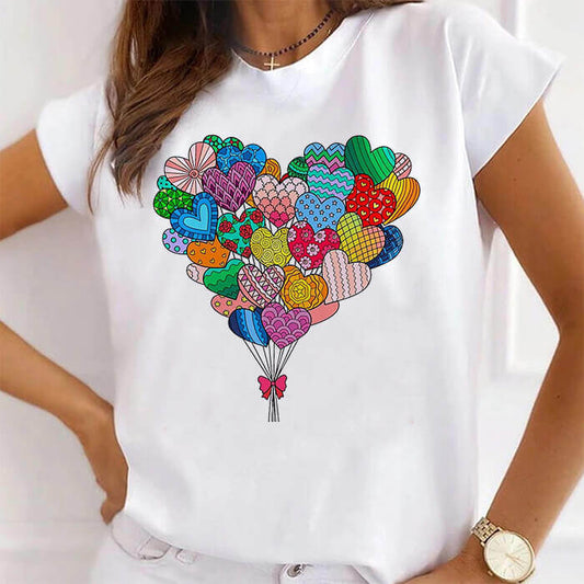 Tricou Dama Alb Love Balloons