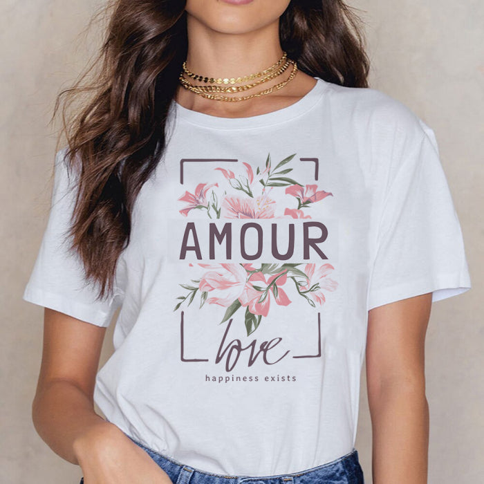 Tricou cu imprimeu floral Amour