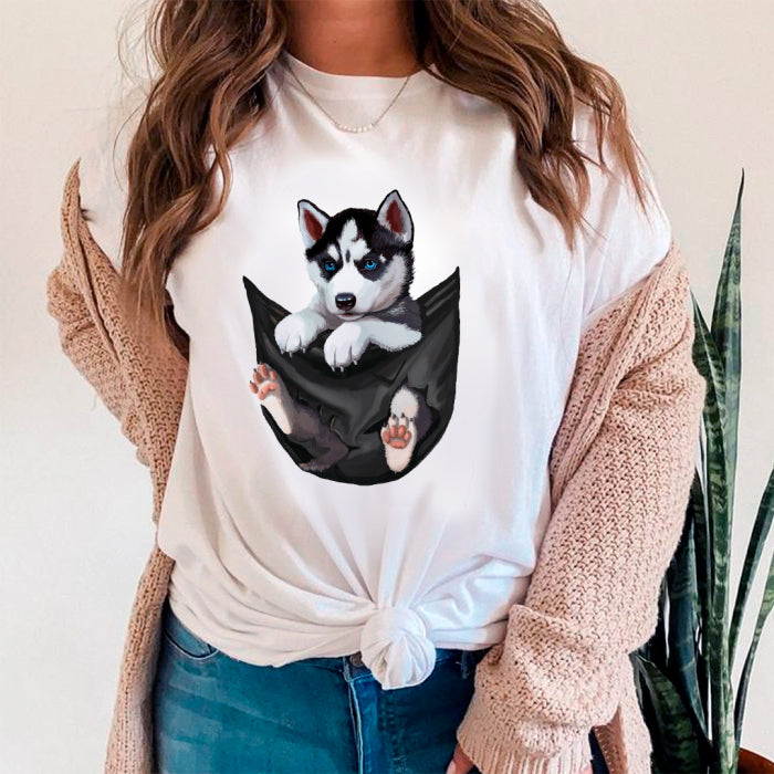 Adorable Husky Puppy Graphic T-Shirt