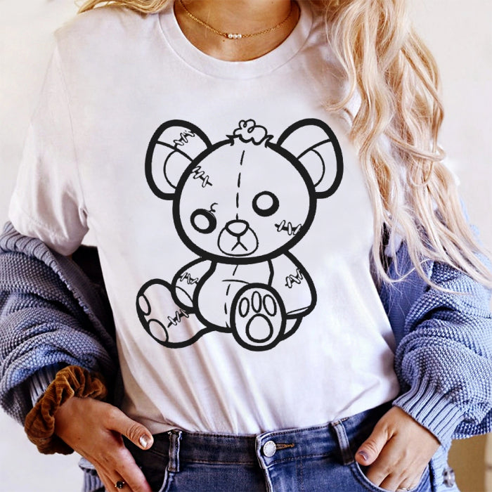 Tricou adorabil cu ursuleț alb