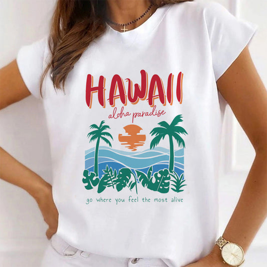 Tricou Dama Alb Aloha Paradise