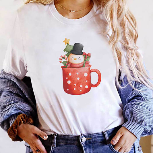 Tricou Dama Christmas Snowman Mug