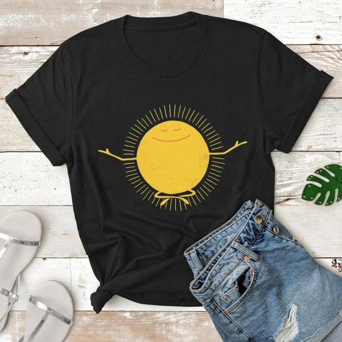 Tricou Dama Negru Lemon Sunset