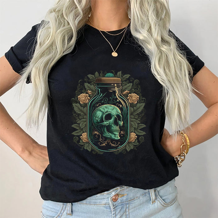 Tricou negru cu craniu grafic