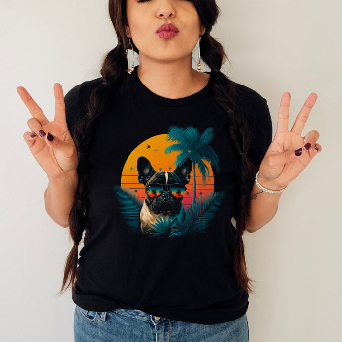 Cool Pug Sunset Graphic T-Shirt
