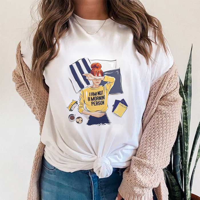 Tricou cu grafic ciudat „Nu sunt o persoană matinală”.