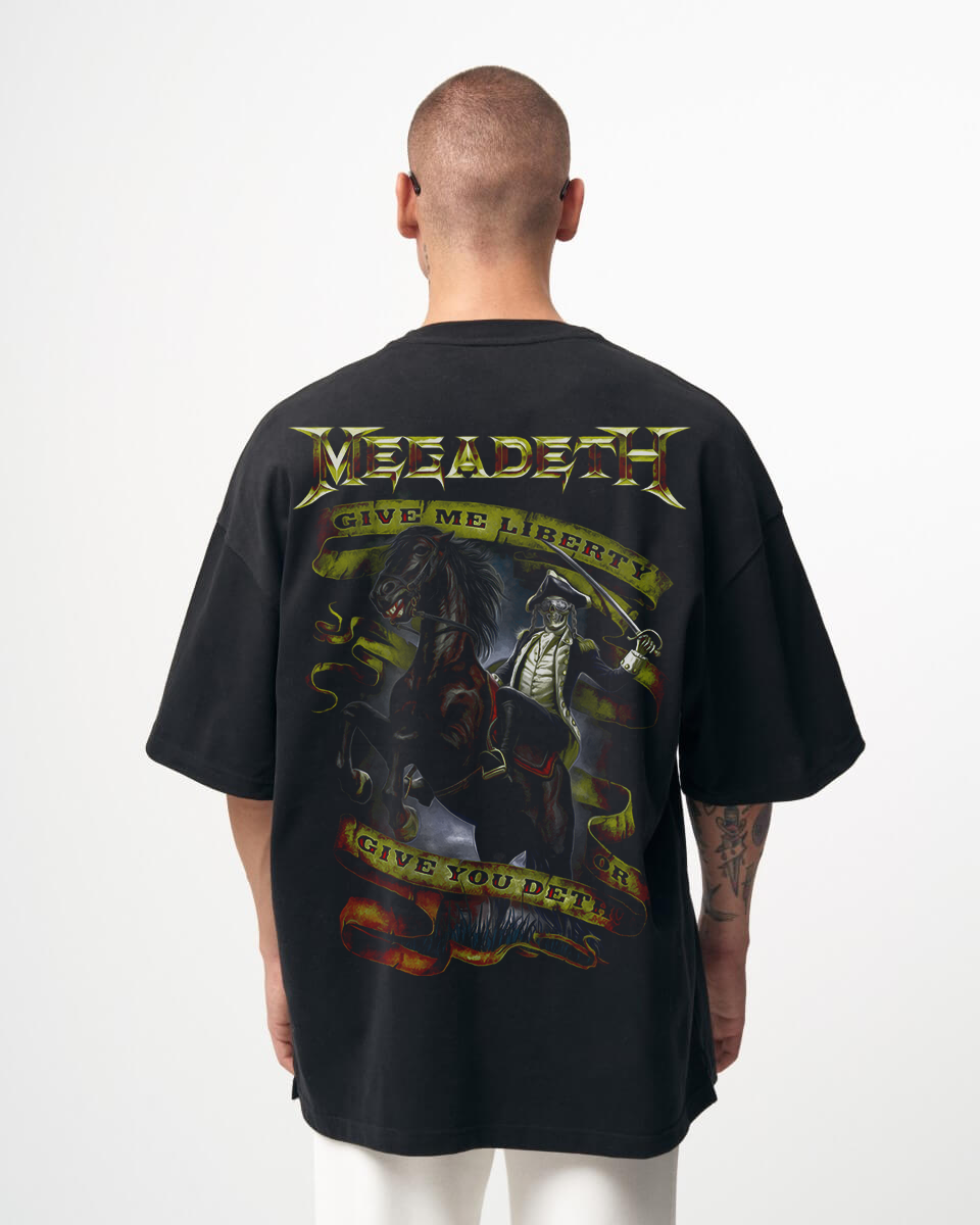 Tricou Negru Oversize Give Me The Liberty or Give You Death