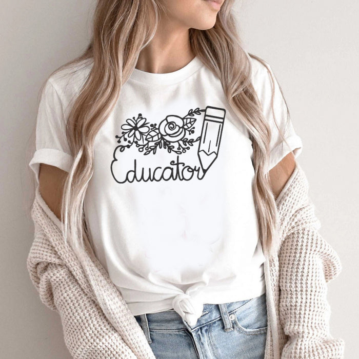 Tricou Dama Alb Educatoar