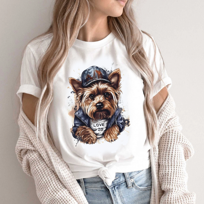 Tricou Dama Alb Cute Yorkie Dog