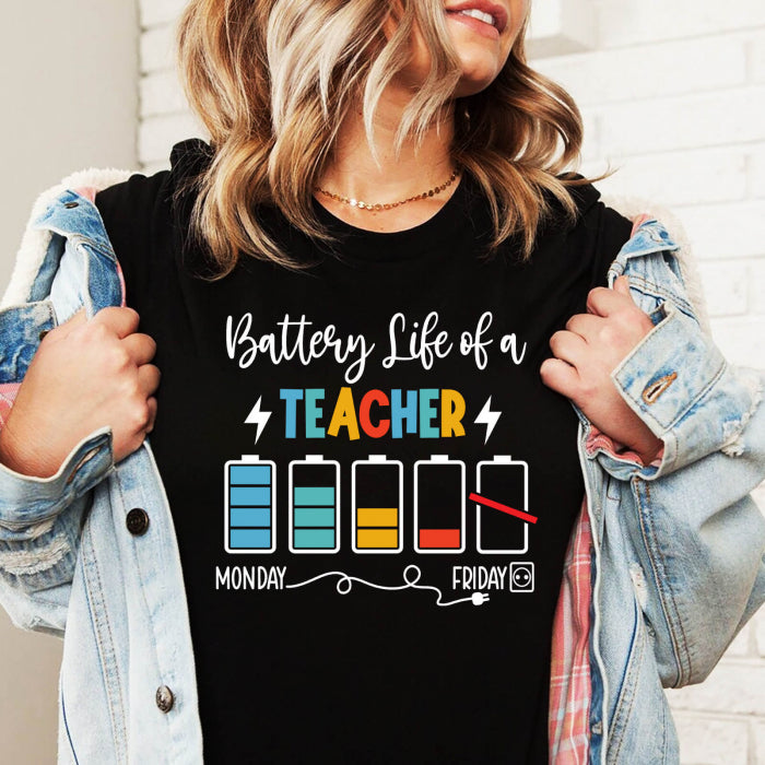 Tricou Dama Negru Battery Life Of a Teacher