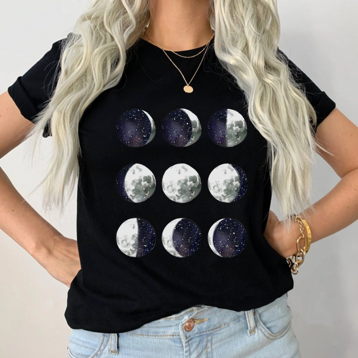 Tricou Dama Negru Moon Phase