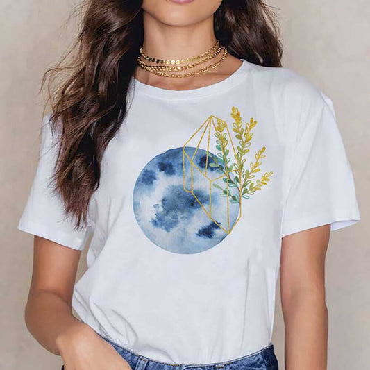 Tricou Dama Abstract Moon Blue