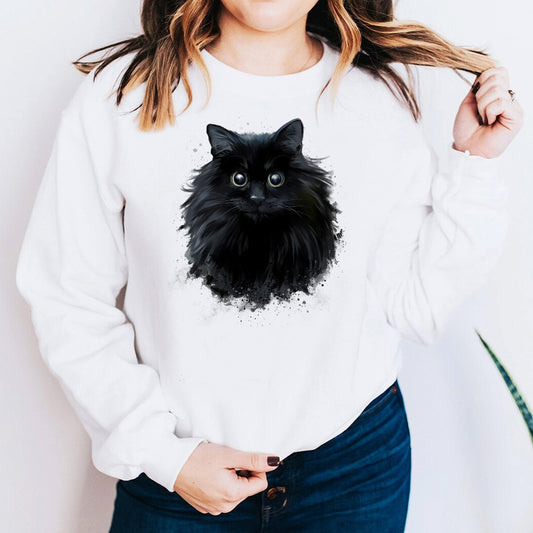 Black Cat White Sweatshirt T-Shirt