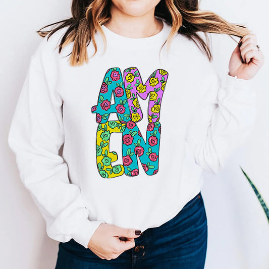 Tricou jucăuș cu flori „PLAY ON”.