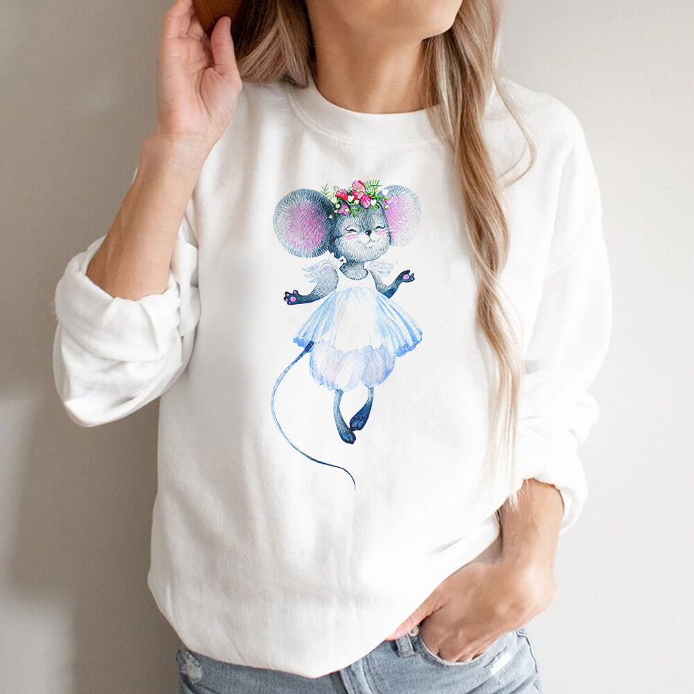 Enchanting Dancing Mouse White Sweatshirt