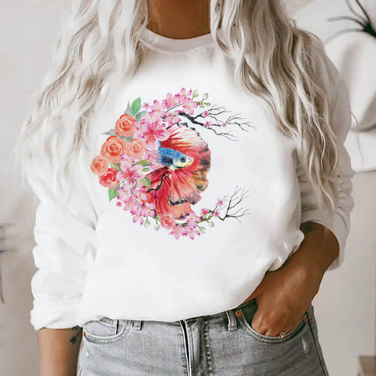 Bluza Dama Alba Watercolor Fish Flowers