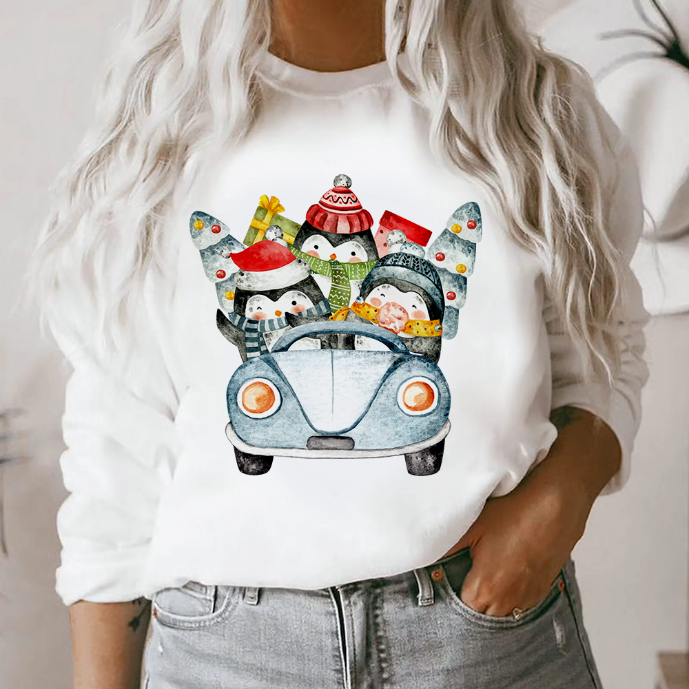 Watercolor Penguin Car Holiday T-Shirt