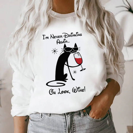 Bluza Dama Alba Wine Drinking Cat