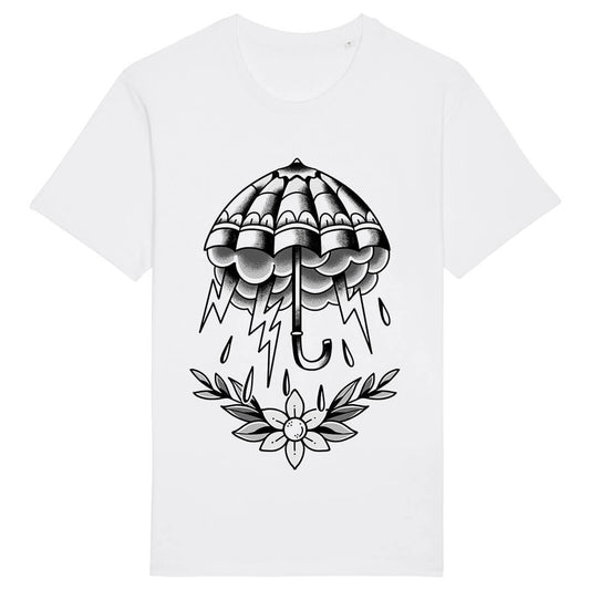 Black-And-White Umbrella Graphic T-Shirt