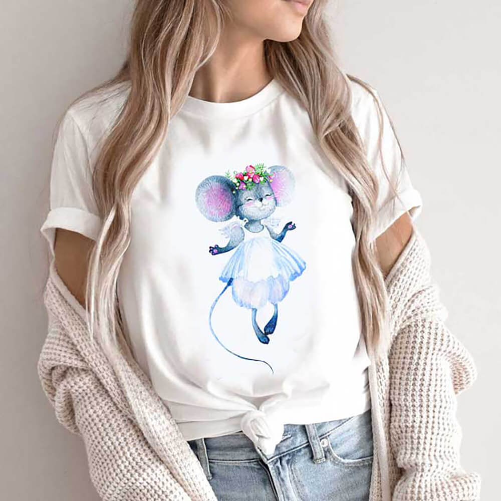 Tricou Dama Alb Angelic Mice