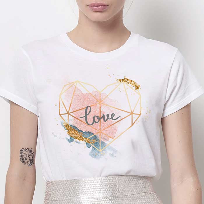 Tricou Dama Alb Abstract Love