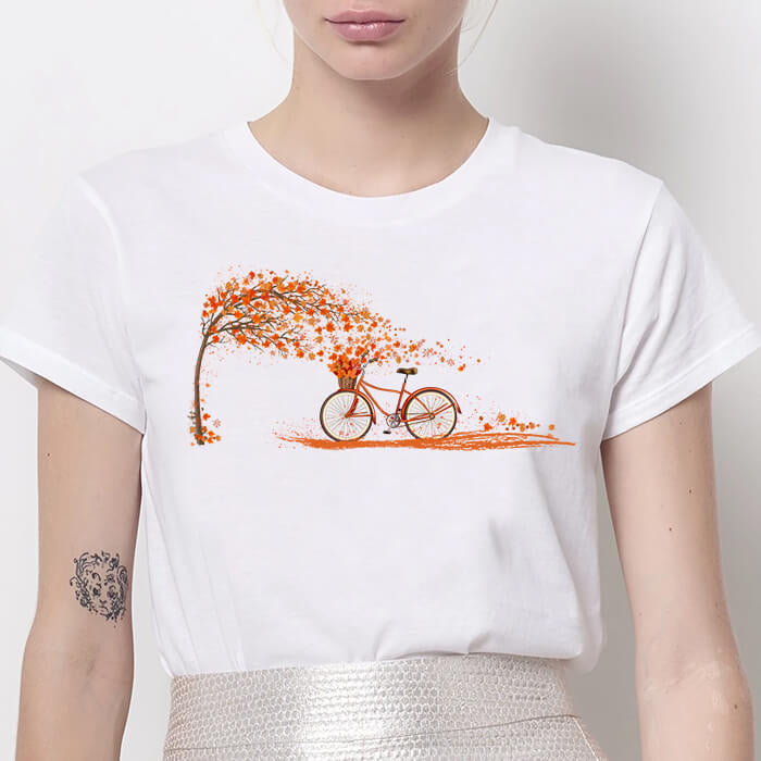 Tricou Dama Alb Autumn Ride