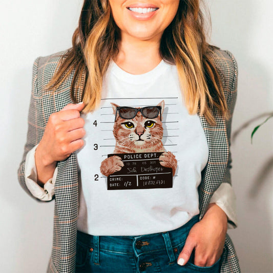 Tricou Dama Alb Bad Kitty