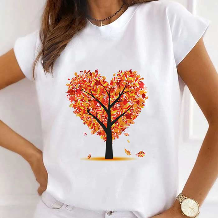 Tricou Dama Alb Autumn Tree