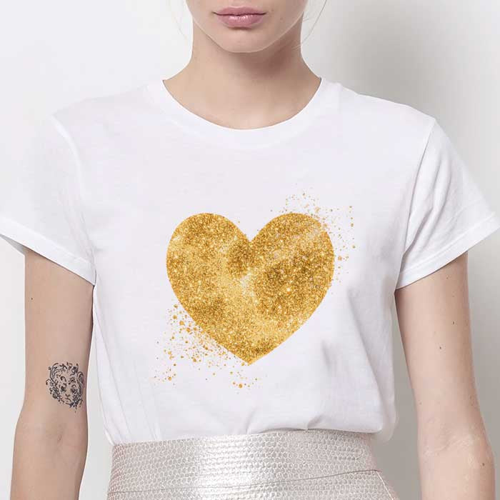 Tricou Dama Alb Golden Heart