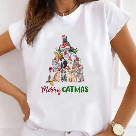 Tricou Dama Christmas Cat Tree