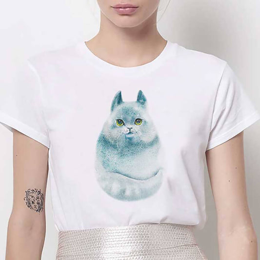 Tricou Dama Alb Grey Cat