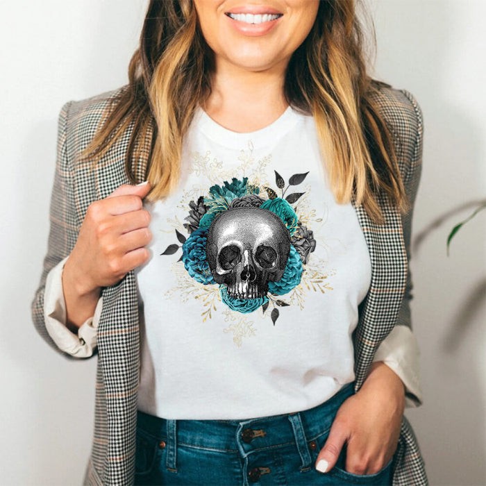 Tricou Dama Alb Emerald Skull