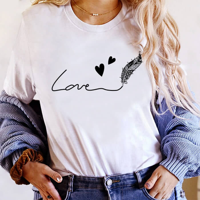 Tricou Dama Alb Feather Of Love